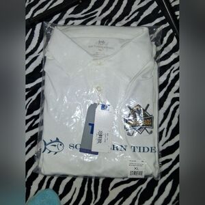 Southern Tide White Men's Shirt COPPERHEADS golf Logo New In Packaging.Perf Cond